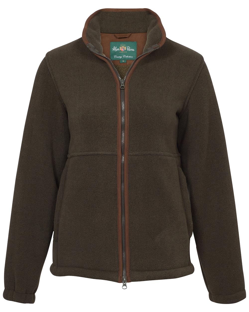 Green Coloured Alan Paine Aylsham Ladies Fleece Jacket on white background 