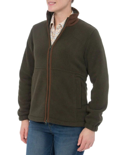 Green Coloured Alan Paine Aylsham Ladies Fleece Jacket on white background 