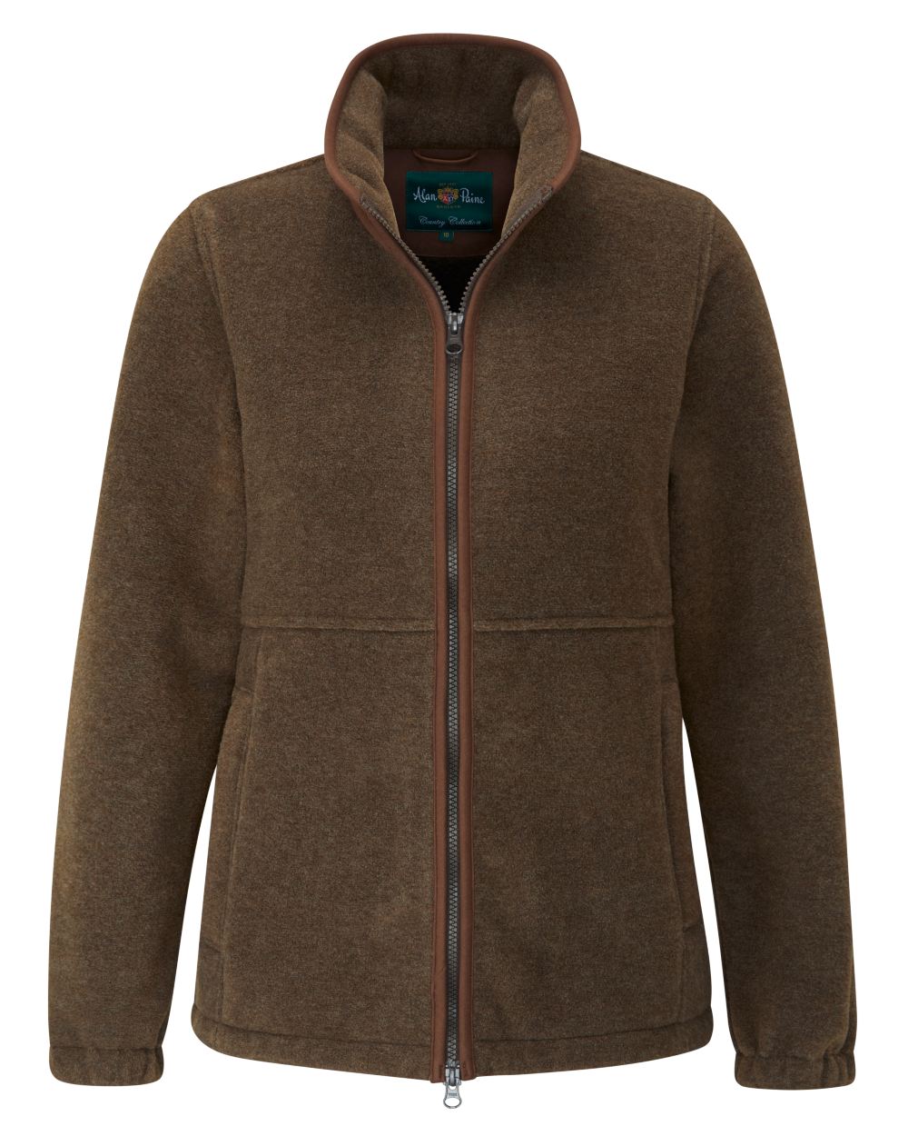 Pecan coloured Alan Paine Aylsham Ladies Fleece Jacket on white background 