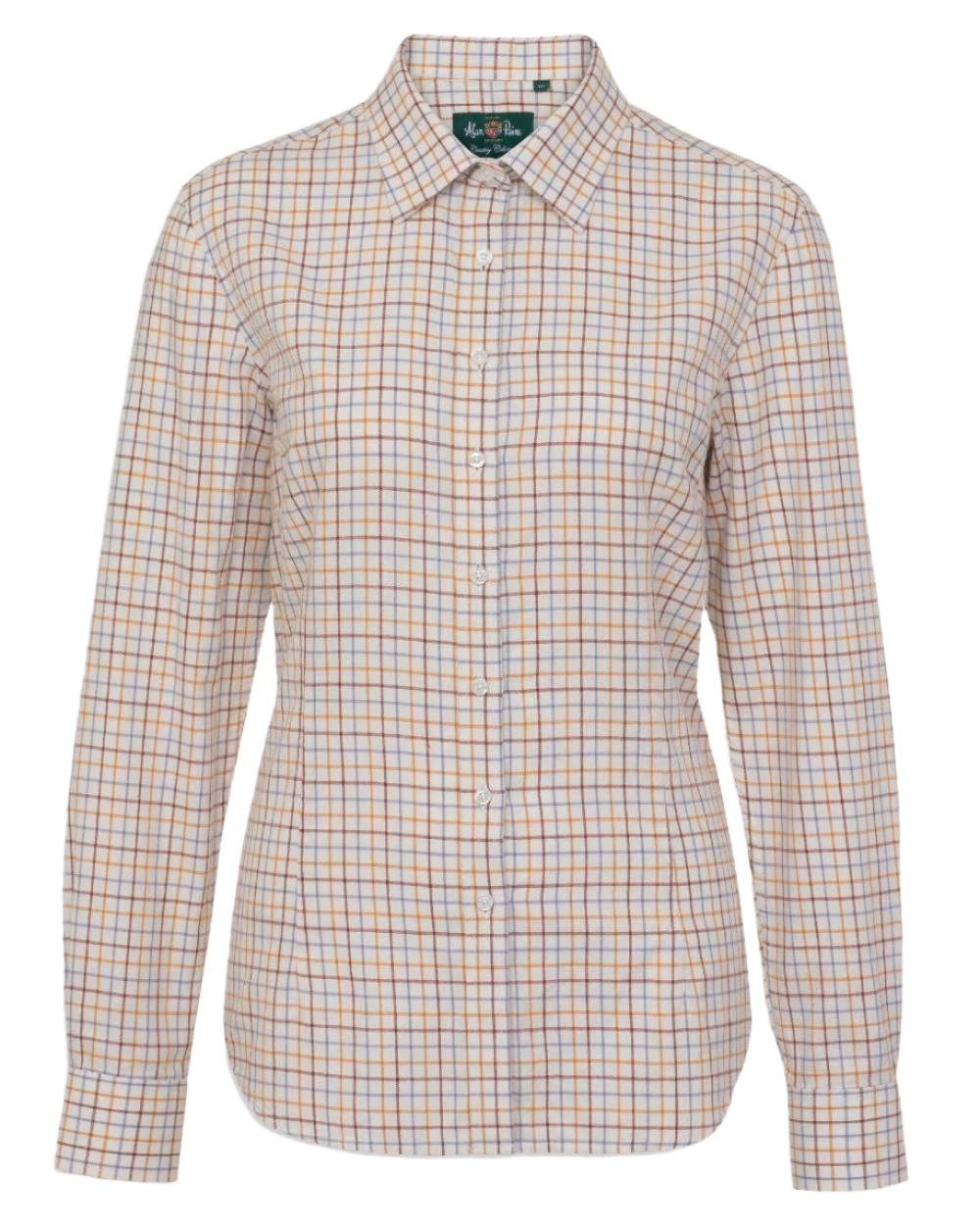 Country Check Coloured Alan Paine Bromford Ladies Shirt on blurry background 