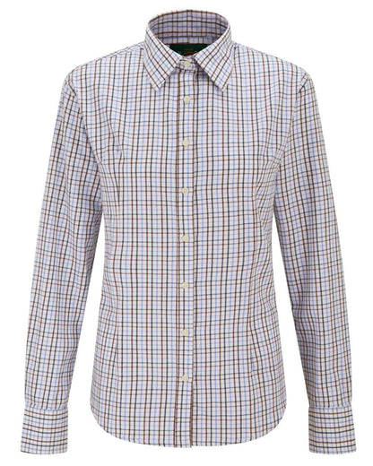 Green Brown Coloured Alan Paine Bromford Ladies Shirt on white background 