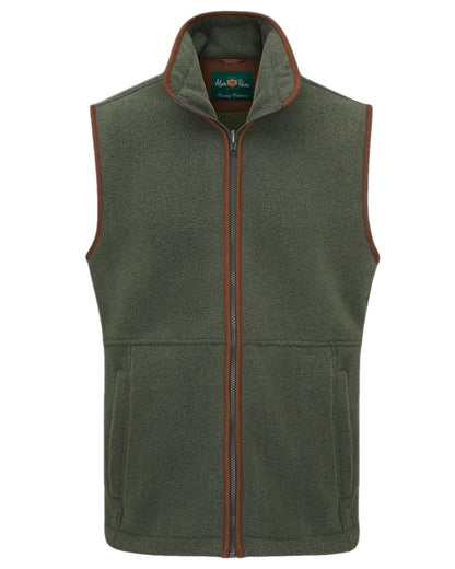 Cedar Green Coloured Alan Paine Childrens Aylsham Fleece Gilet on white background 
