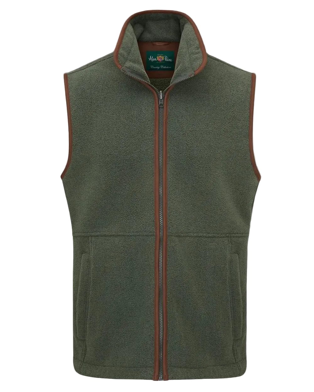 Cedar Green coloured Alan Paine Childrens Aylsham Fleece Gilet Clearance on white background 