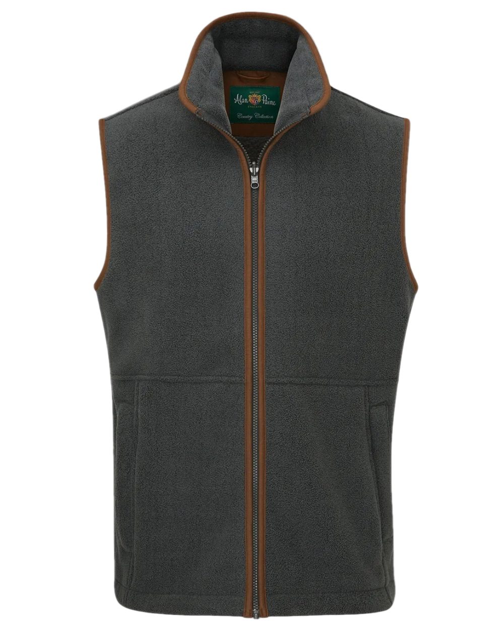 Gunmetal Coloured Alan Paine Childrens Aylsham Fleece Gilet on white background 