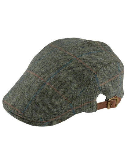 Spruce coloured Alan Paine Combrook Adjustable Tweed Cap on white background 