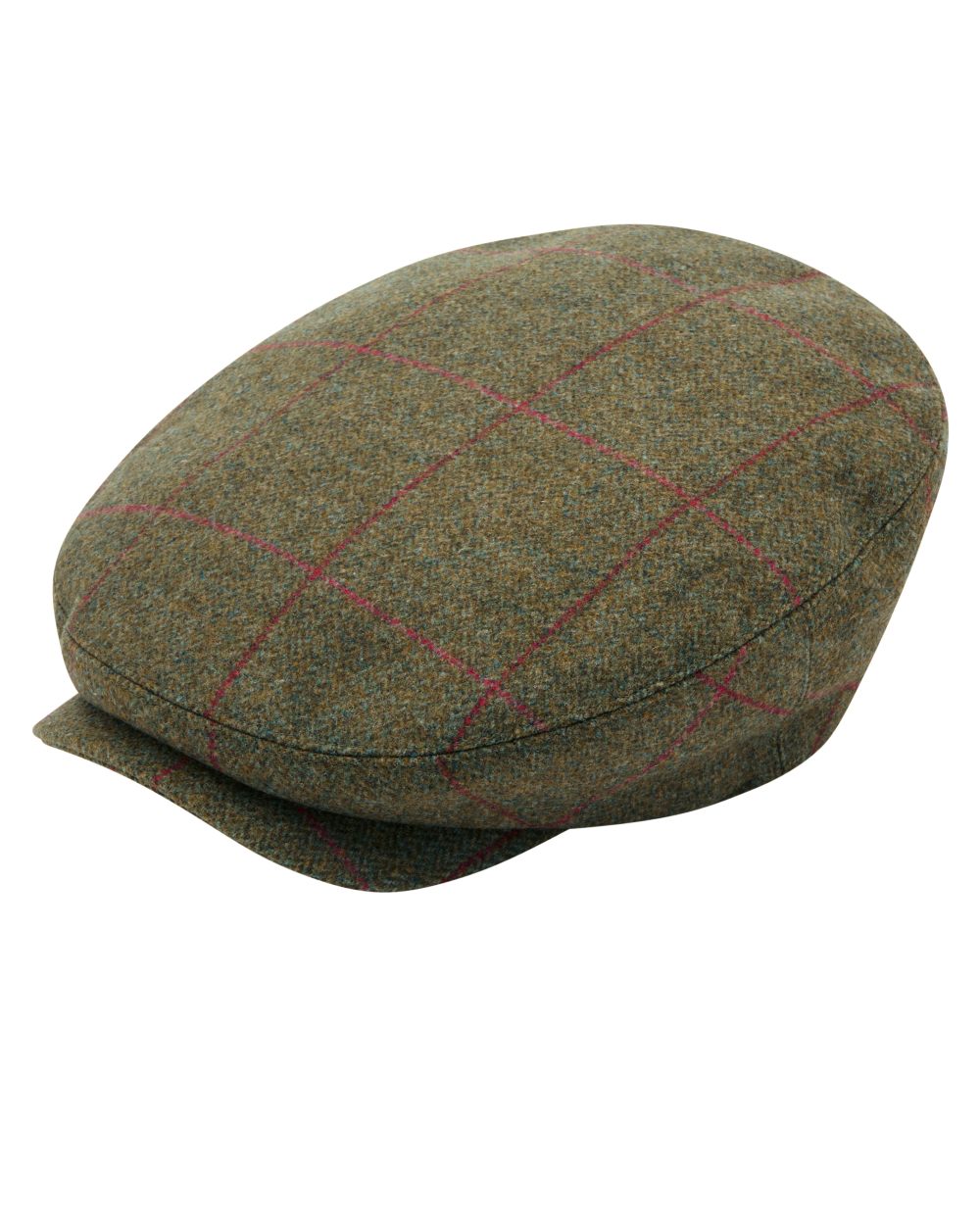 Sage coloured Alan Paine Combrook Balmoral Tweed Cap on white background 