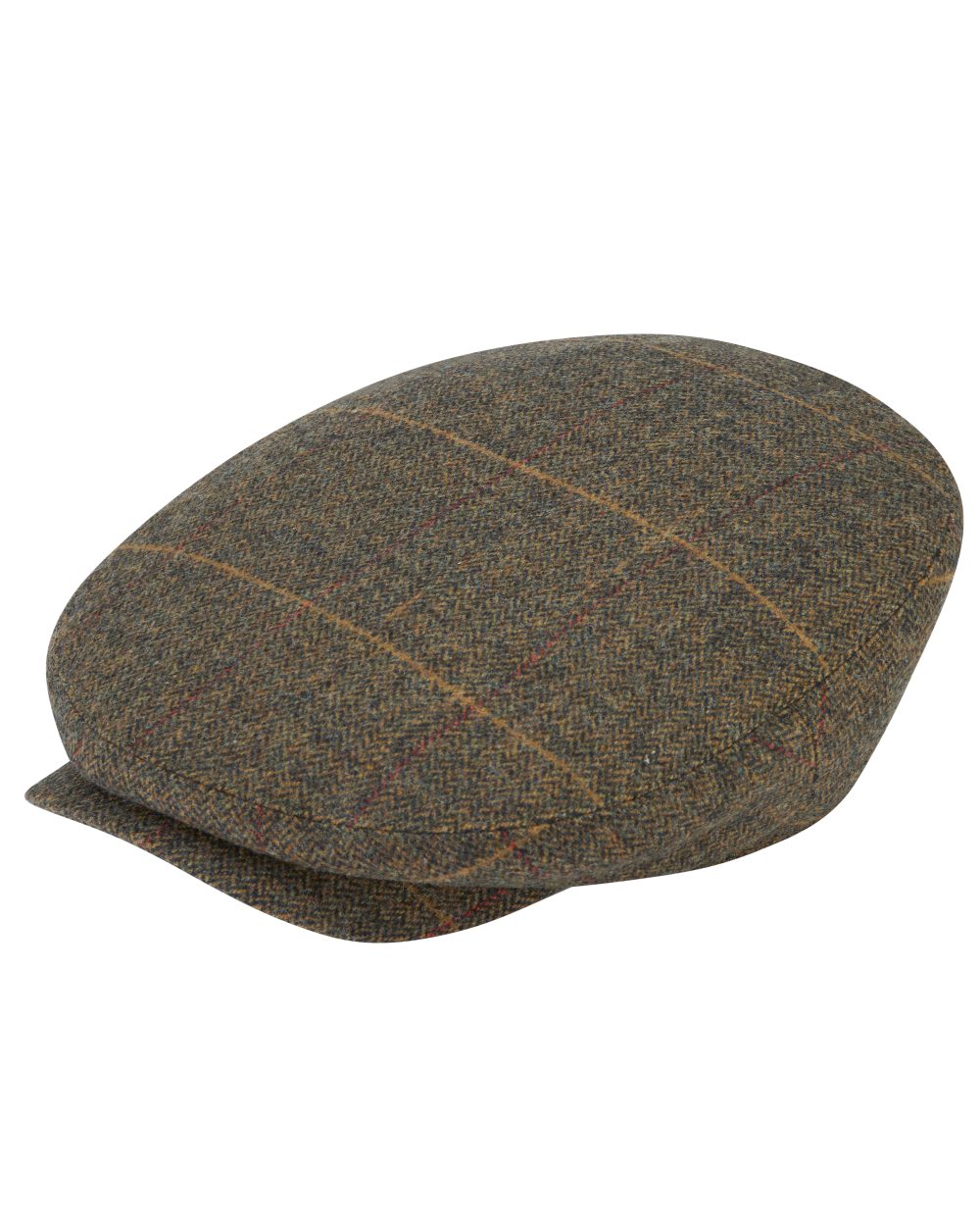 Teak coloured Alan Paine Combrook Balmoral Tweed Cap on white background 