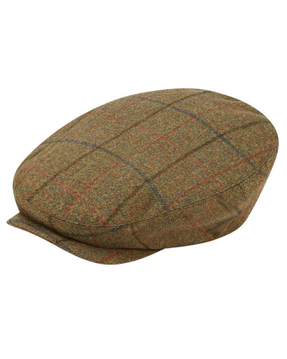 Thyme coloured Alan Paine Combrook Balmoral Tweed Cap on white background 