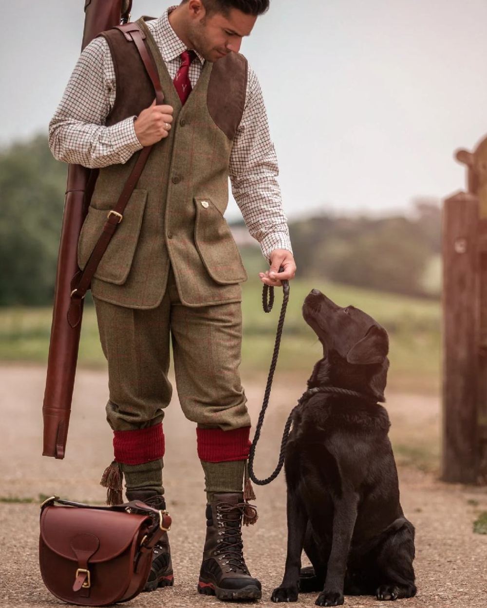 Sage coloured Alan Paine Combrook Breeks on outdoor background 
