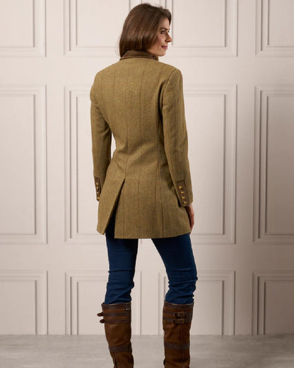 Grove coloured Alan Paine Combrook Ladies Mid Thigh Coat on indoor background 