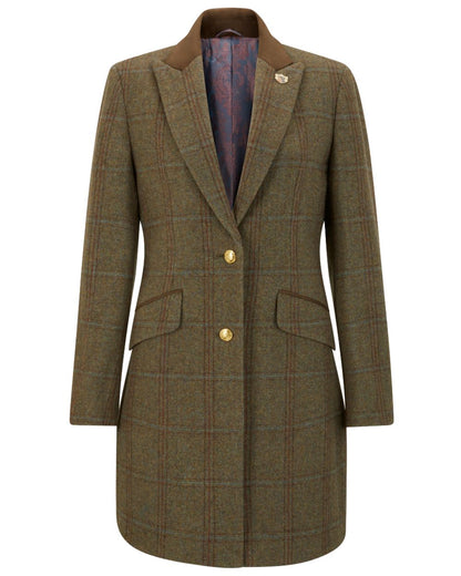 Laurel coloured Alan Paine Combrook Ladies Mid Thigh Coat on white background 