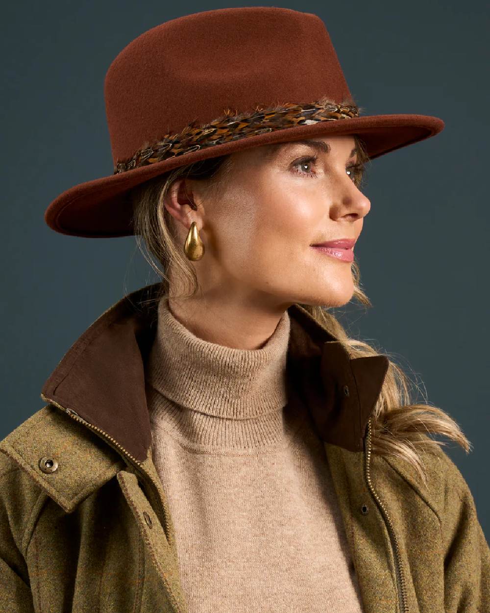 Grove Coloured Alan Paine Combrook Ladies Tweed Coat on indoor background 