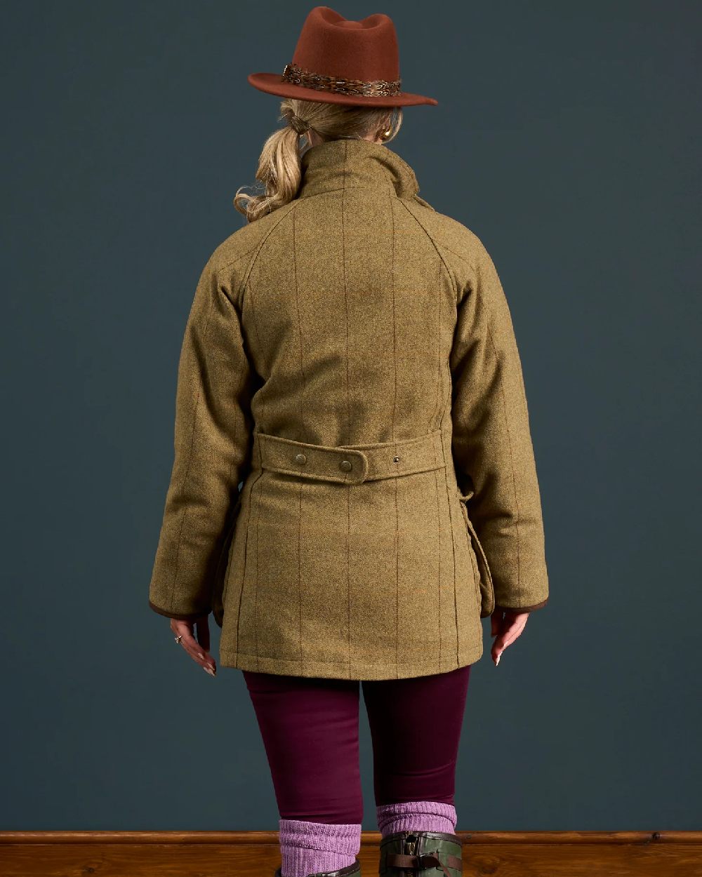 Grove Coloured Alan Paine Combrook Ladies Tweed Coat on indoor background 