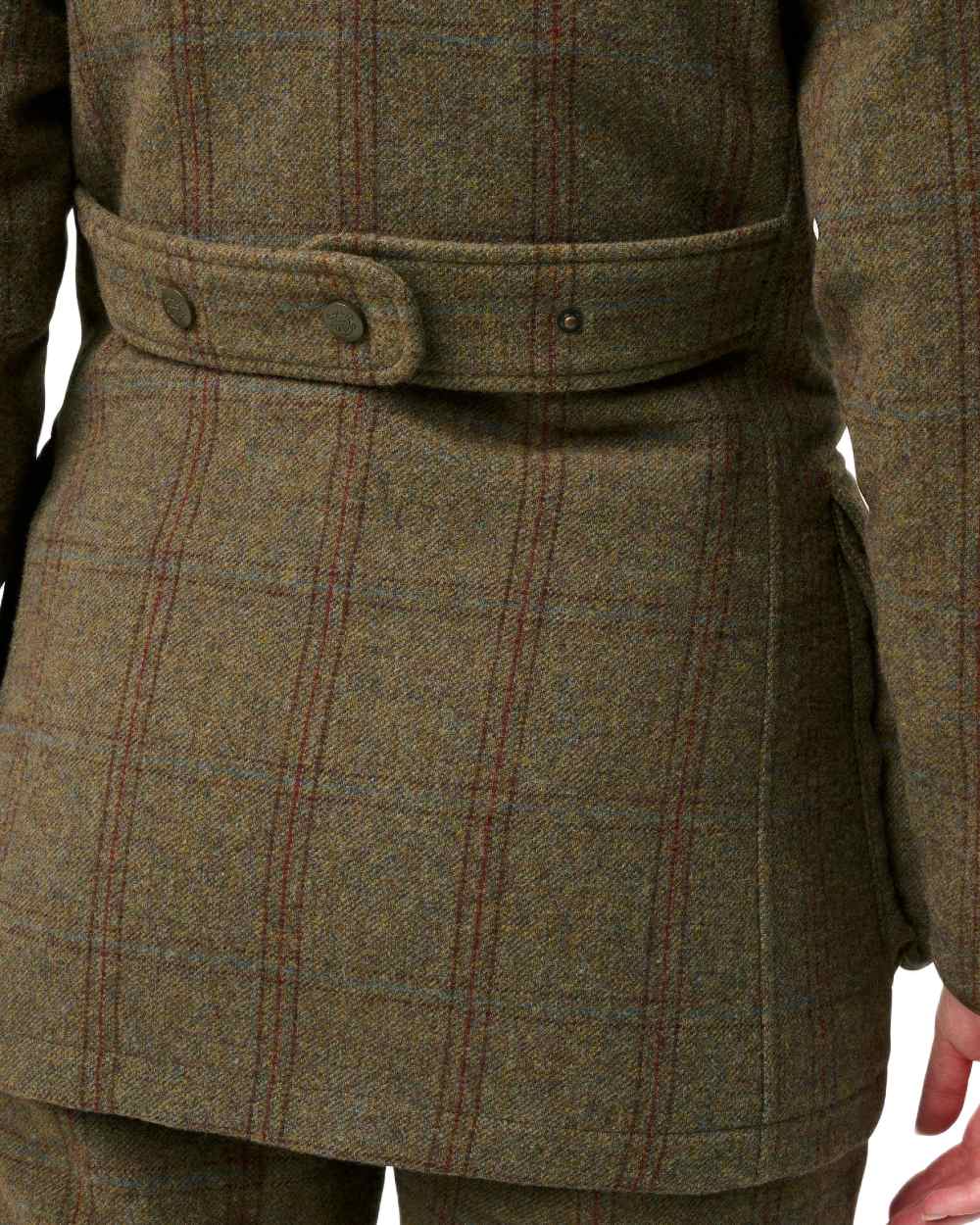 Laurel Coloured Alan Paine Combrook Ladies Tweed Coat on white background 