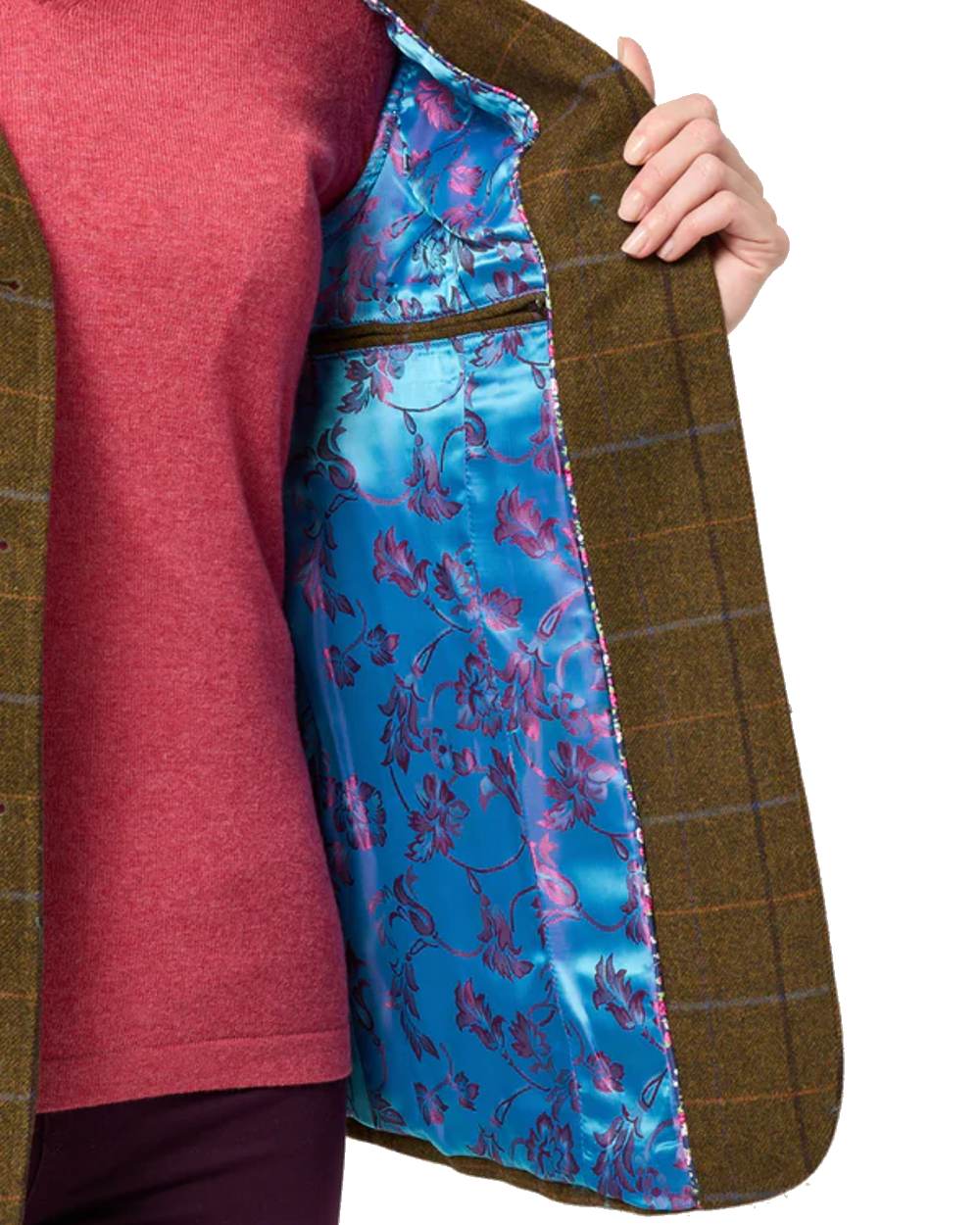 Hazel coloured Alan Paine Combrook Ladies Tweed Shooting Waistcoat on white background 