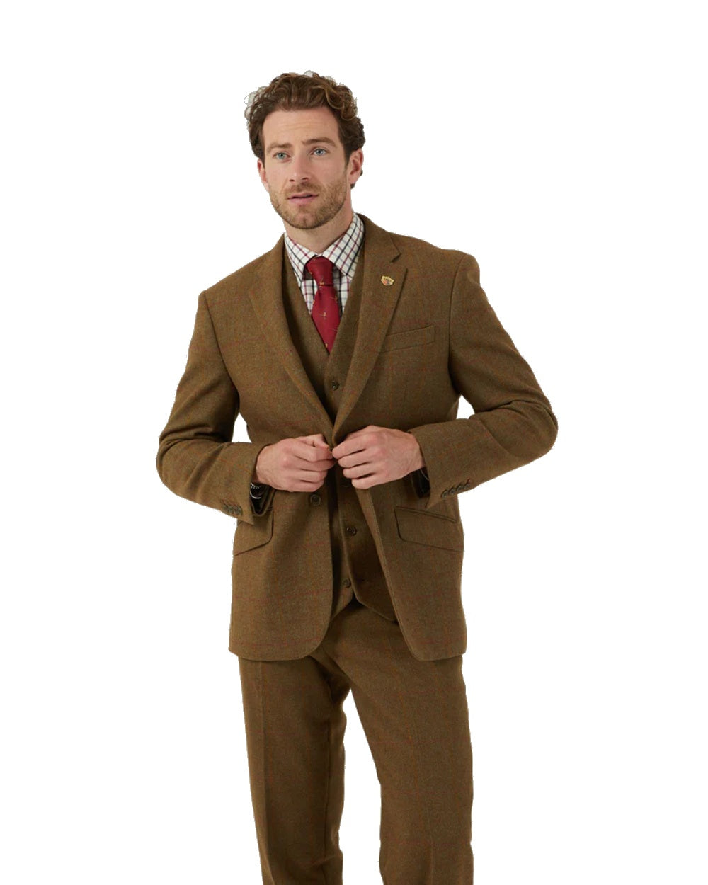 Hawthorn coloured Alan Paine Combrook Mens Tweed Sports Blazer on white background 