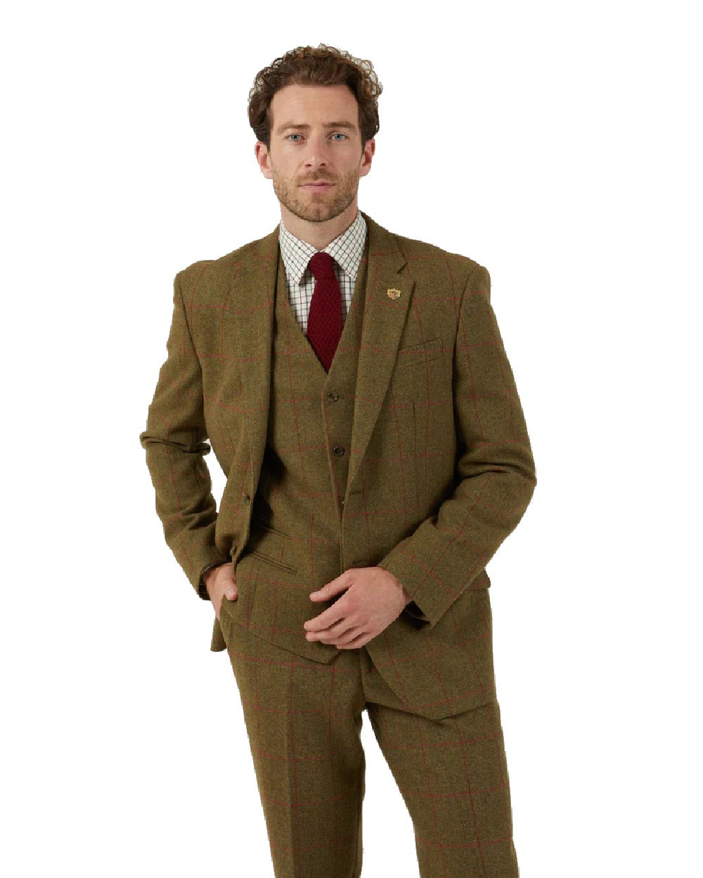 Sage coloured Alan Paine Combrook Mens Tweed Sports Blazer on white background 