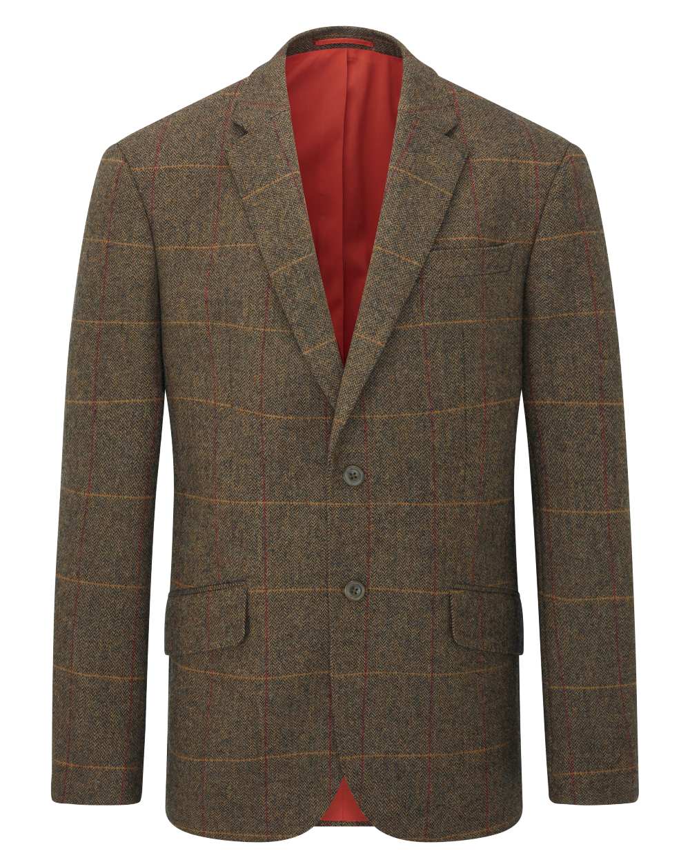 Teak coloured Alan Paine Combrook Mens Tweed Sports Blazer on white background 