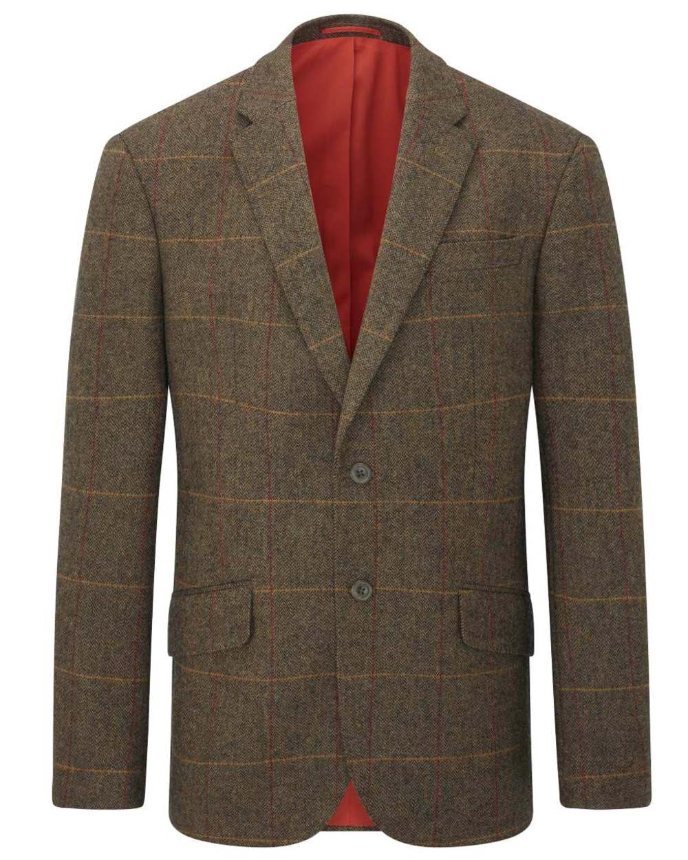 Teak coloured Alan Paine Combrook Mens Tweed Sports Blazer on white background 