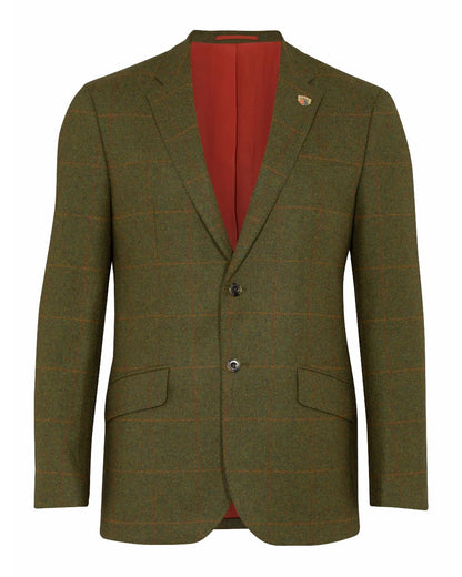 Maple coloured Alan Paine Combrook Mens Tweed Sports Blazer on blurry background 