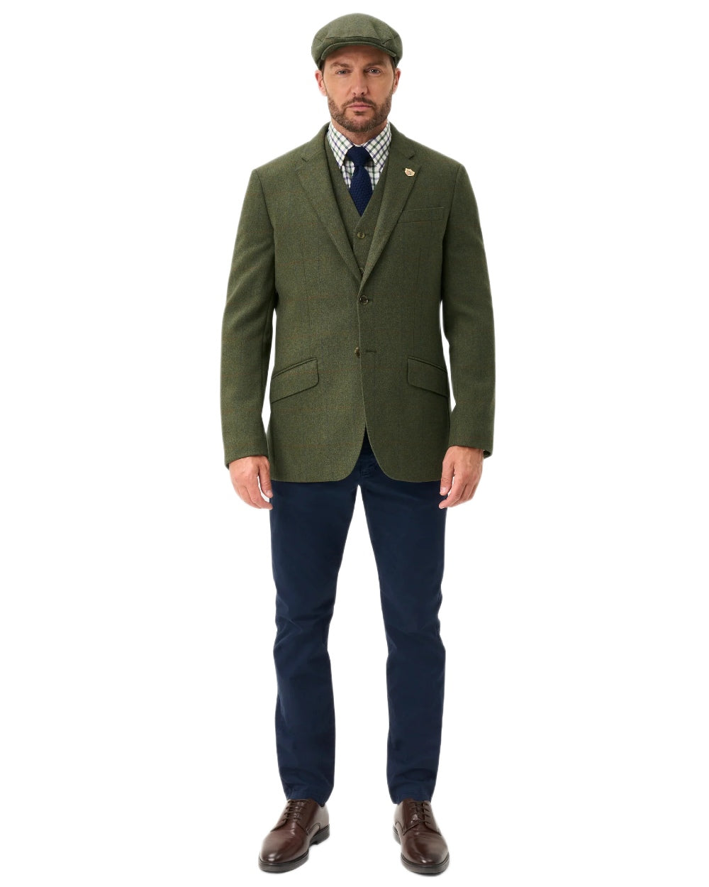 Mariner coloured Alan Paine Combrook Mens Tweed Sports Blazer on white background 