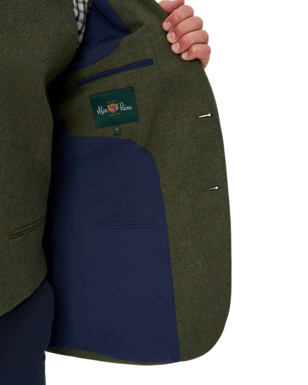 Mariner coloured Alan Paine Combrook Mens Tweed Sports Blazer on white background 
