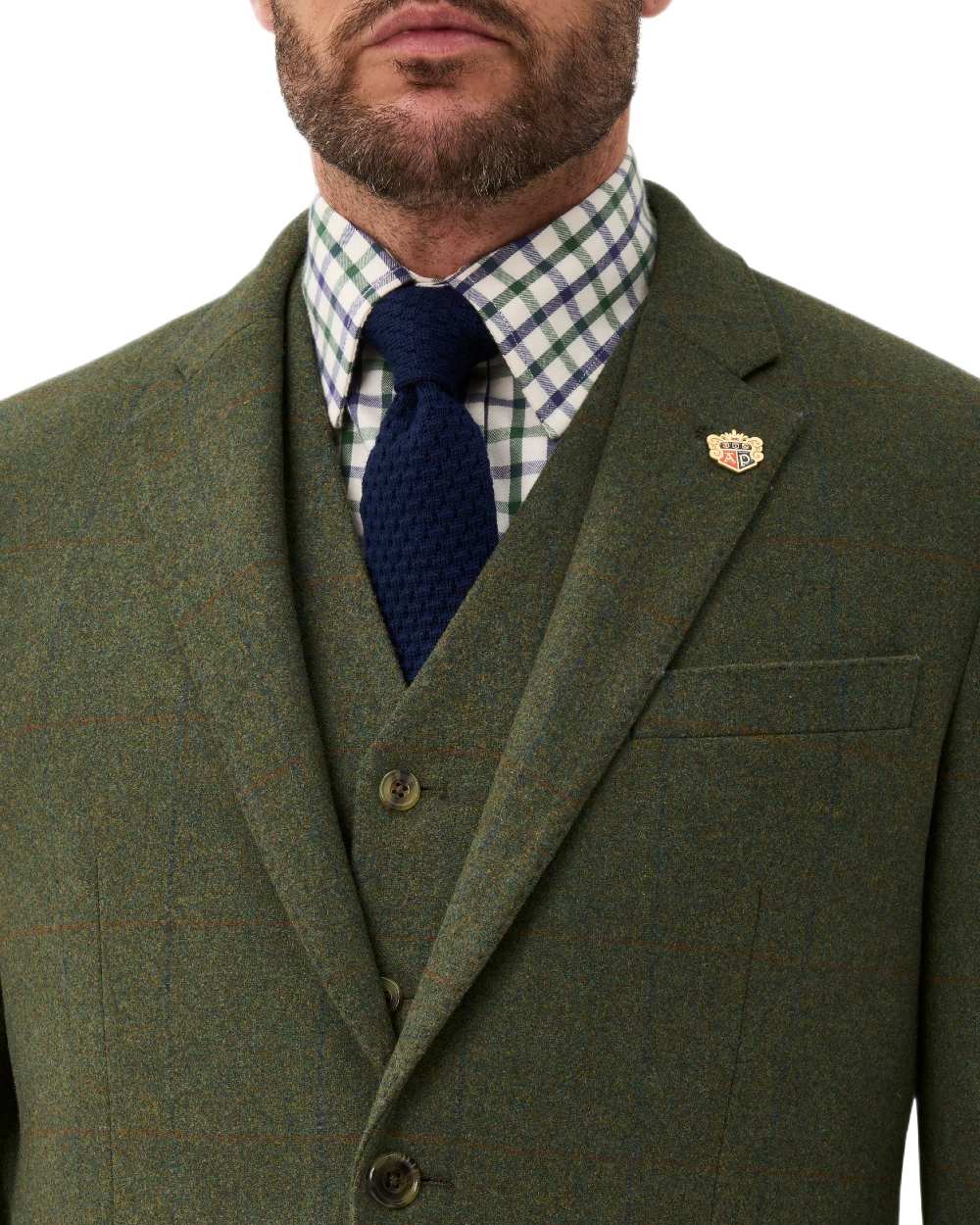 Mariner coloured Alan Paine Combrook Mens Tweed Sports Blazer on white background 
