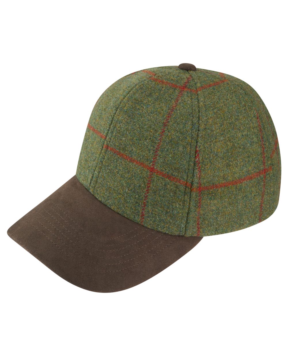 Reed coloured Alan Paine Combrook Tweed Baseball Cap on white background 