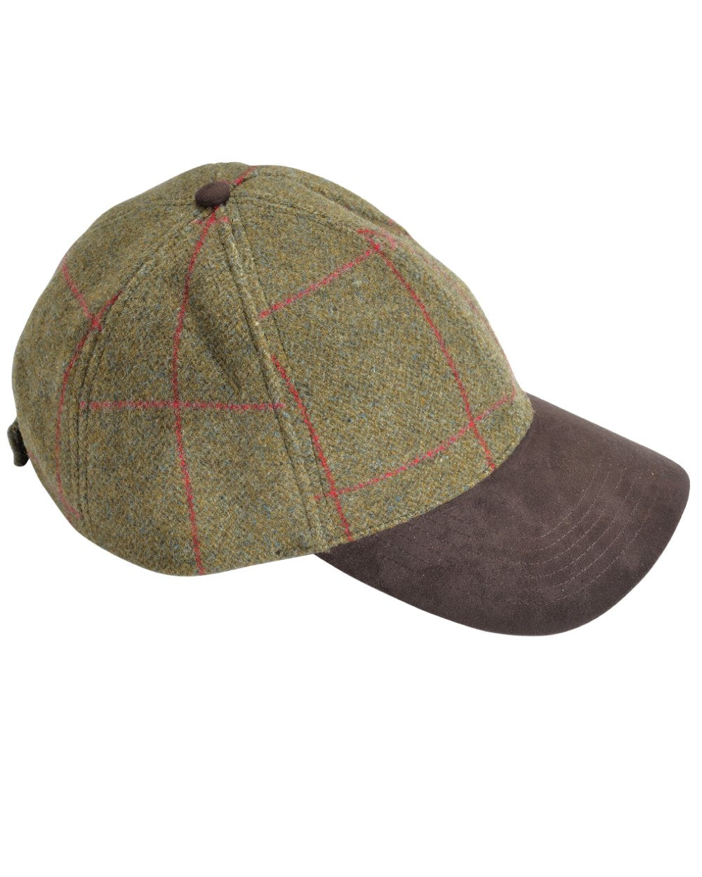 Sage coloured Alan Paine Combrook Tweed Baseball Cap on white background 