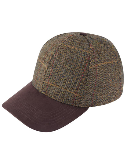 Teak coloured Alan Paine Combrook Tweed Baseball Cap on white background 