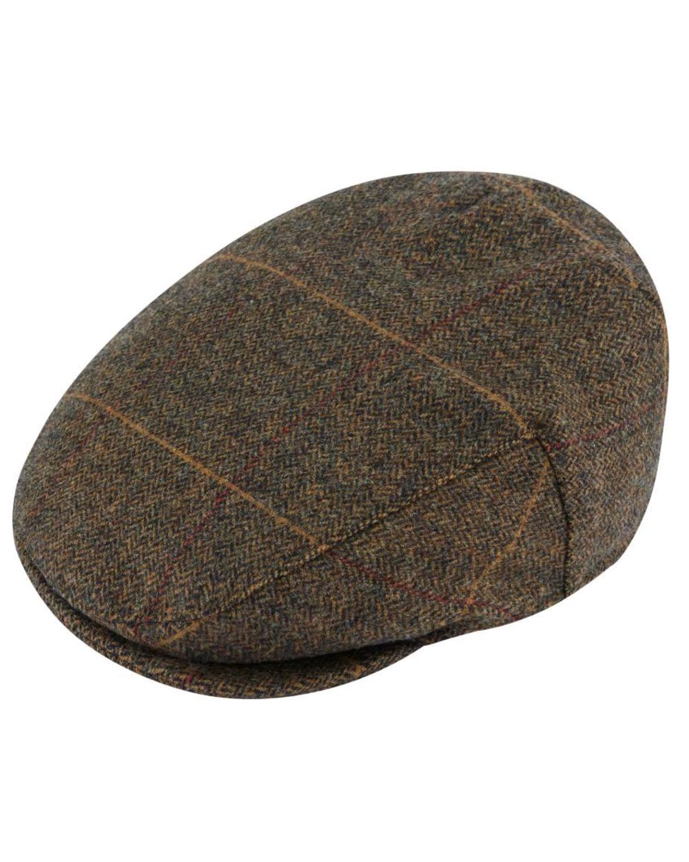 Teak coloured Alan Paine Combrook Tweed Cap on white background 