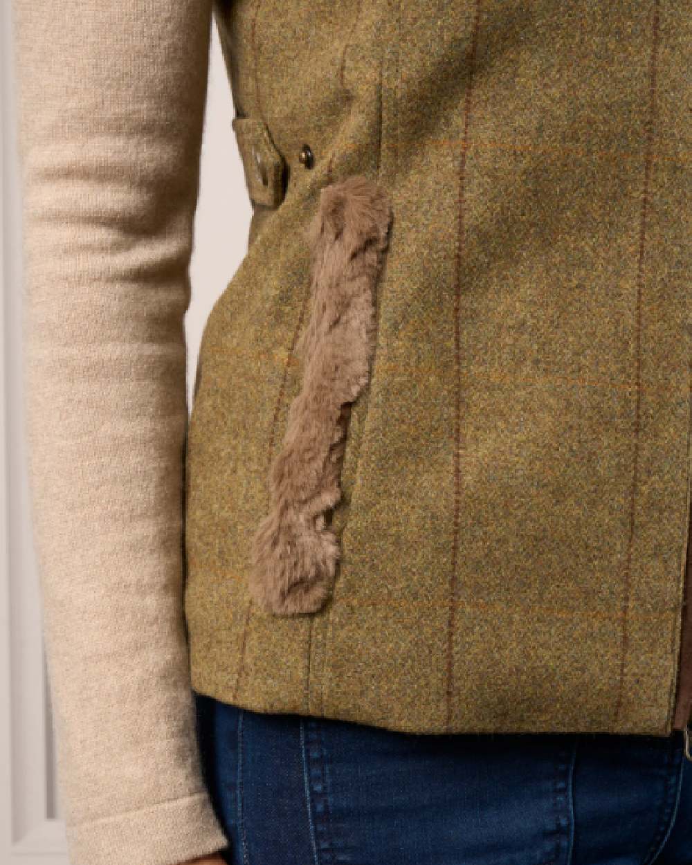 Grove Coloured Alan Paine Combrook Tweed Ladies Gilet on studio background 