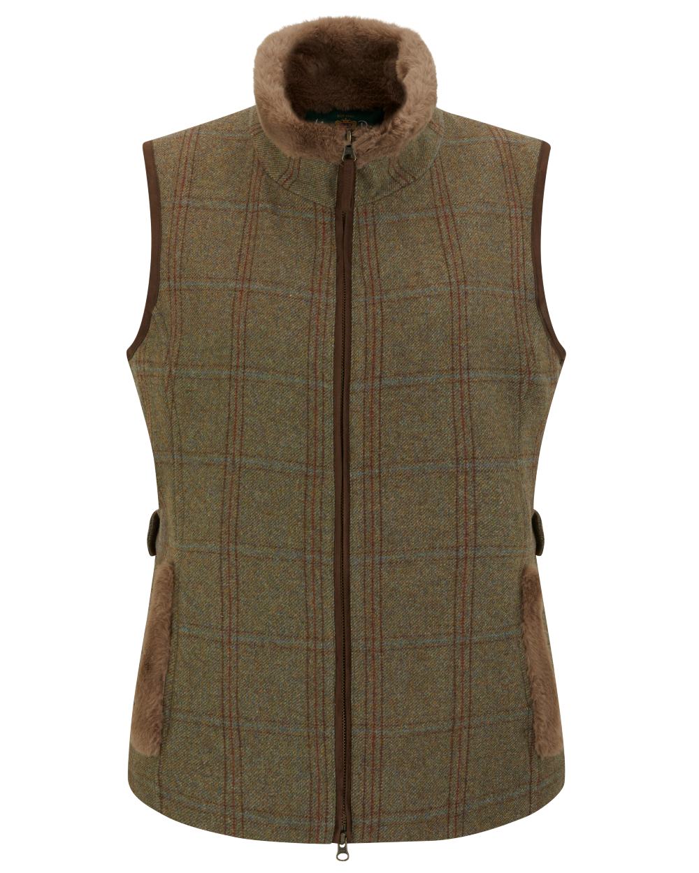 Laurel Coloured Alan Paine Combrook Tweed Ladies Gilet on white background 