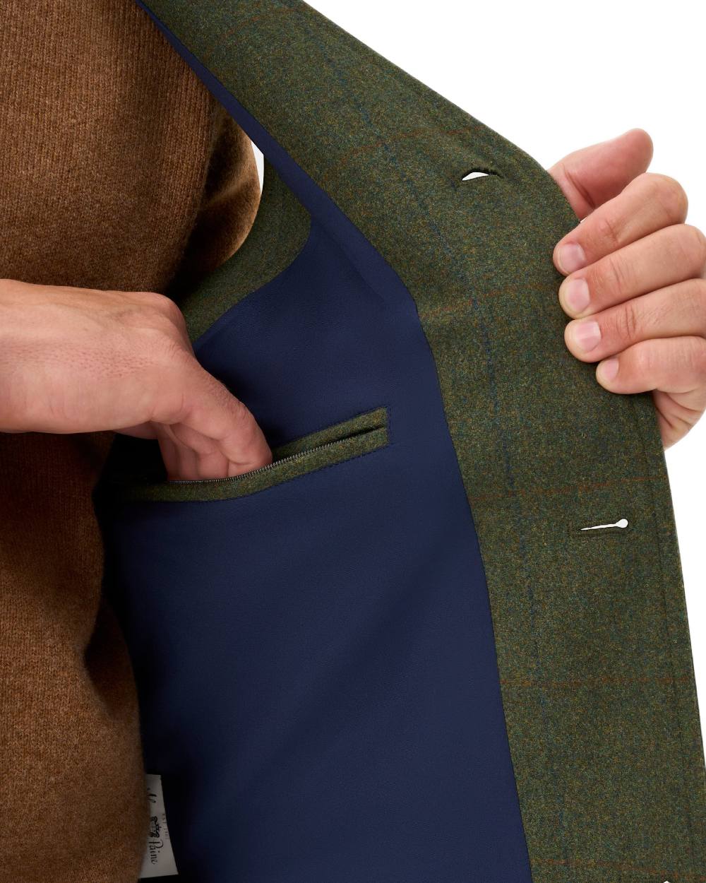 Mariner coloured Alan Paine Combrook Tweed Shooting Waistcoat on white background 
