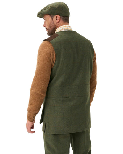 Mariner coloured Alan Paine Combrook Tweed Shooting Waistcoat on white background 