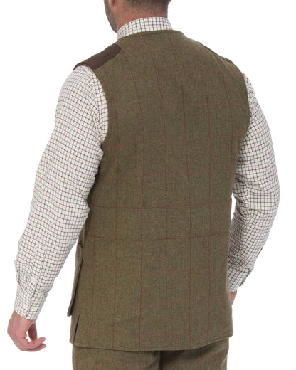 Sage coloured Alan Paine Combrook Tweed Shooting Waistcoat on white background 