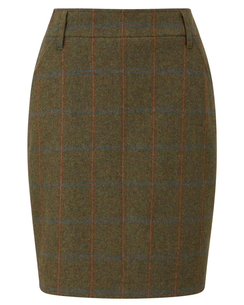 Willow Coloured Alan Paine Combrook Tweed Skirt on white background 