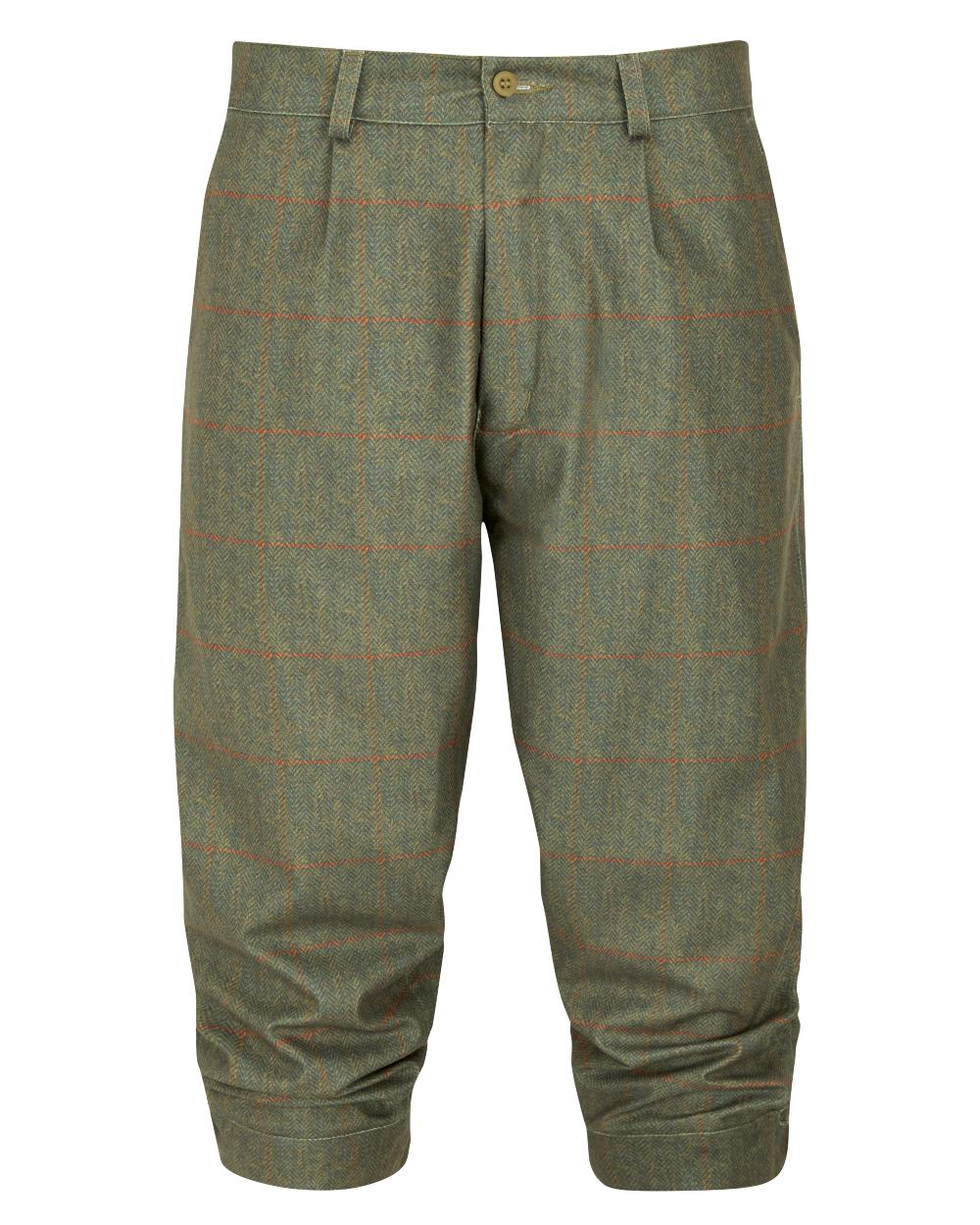 Olive coloured Alan Paine Didsmere Mens Technical Tweed Breeks on white background 