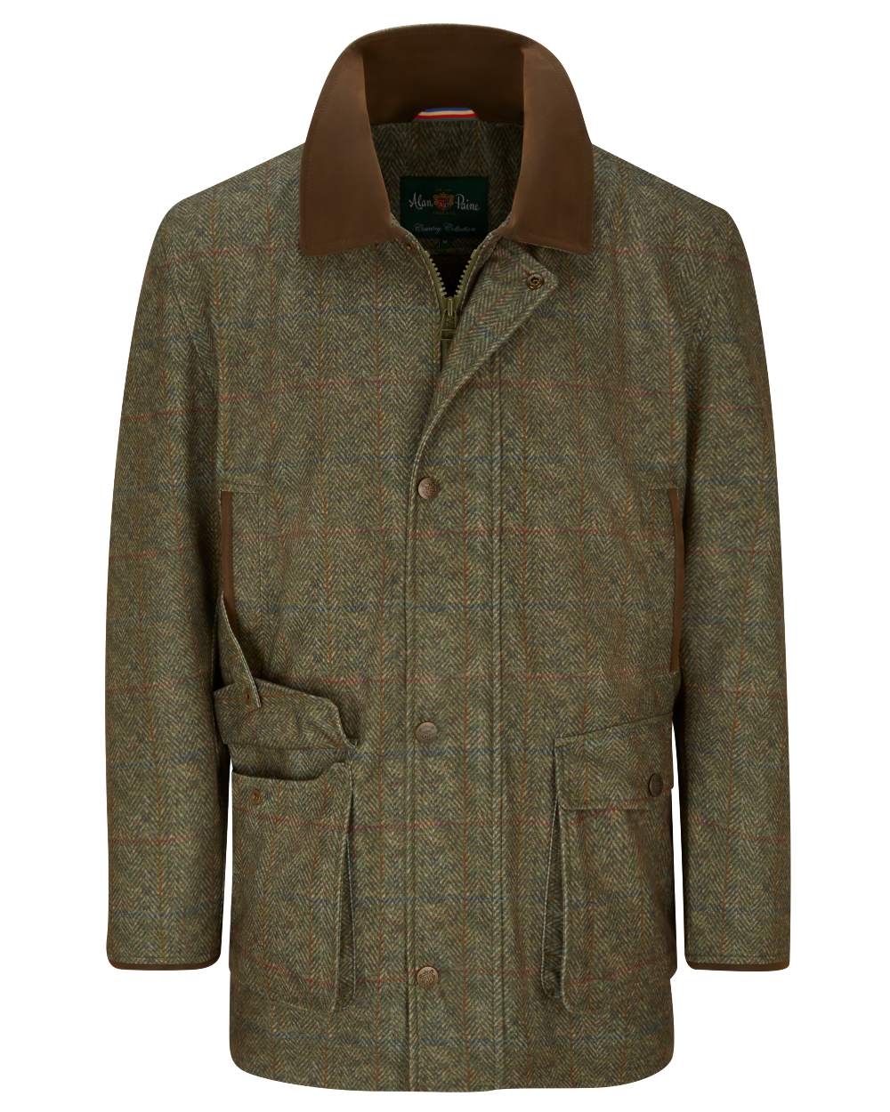 Ackley coloured Alan Paine Didsmere Mens Technical Tweed Coat on white background 