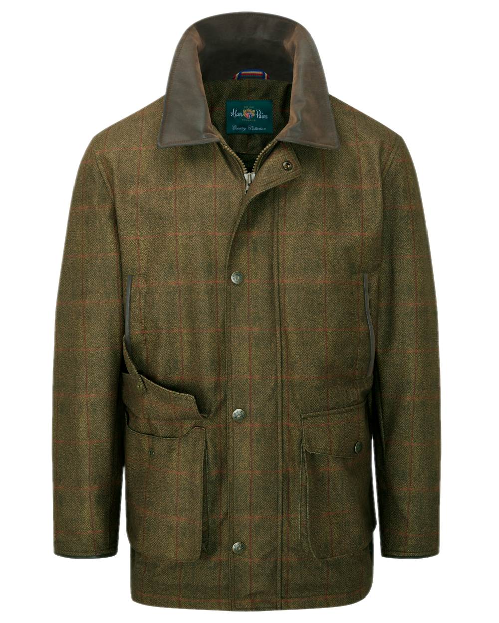 Oak Coloured Alan Paine Didsmere Mens Technical Tweed Coat on white background 