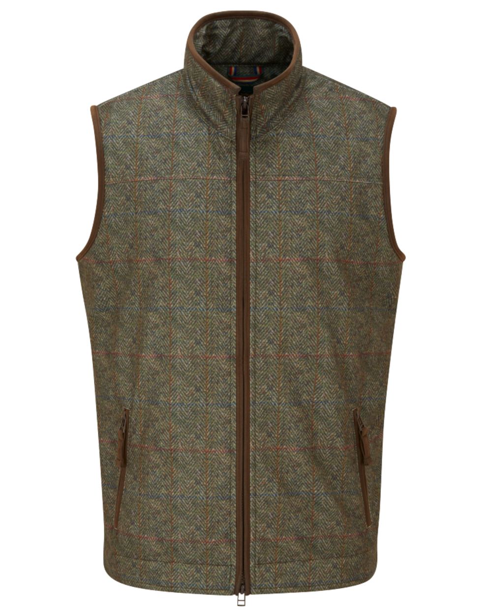 Ackley coloured Alan Paine Didsmere Mens Technical Tweed Gilet on white background 