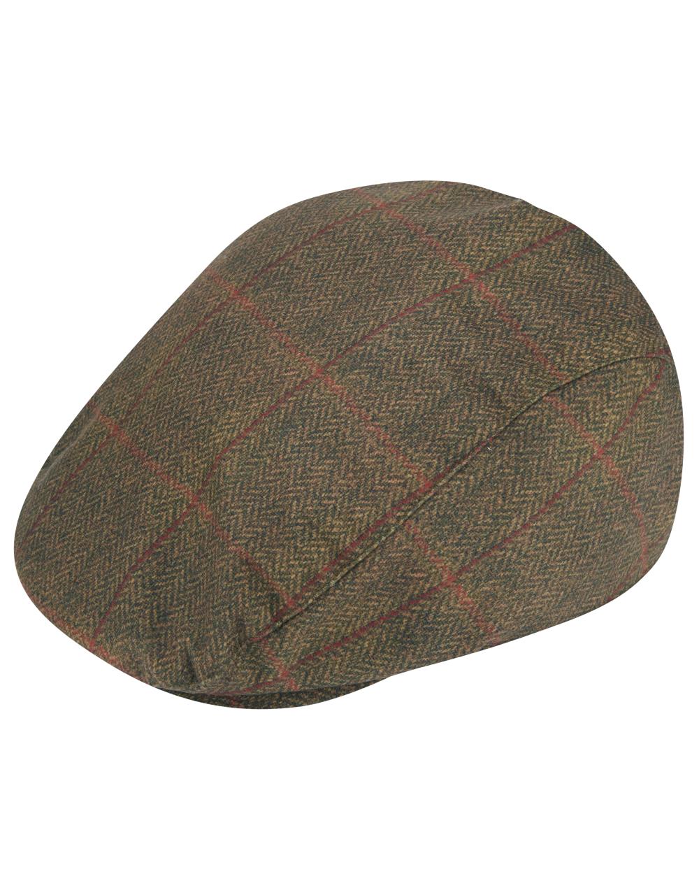 Oak coloured Alan Paine Didsmere Mens Technical Tweed Waterproof Cap on white background 