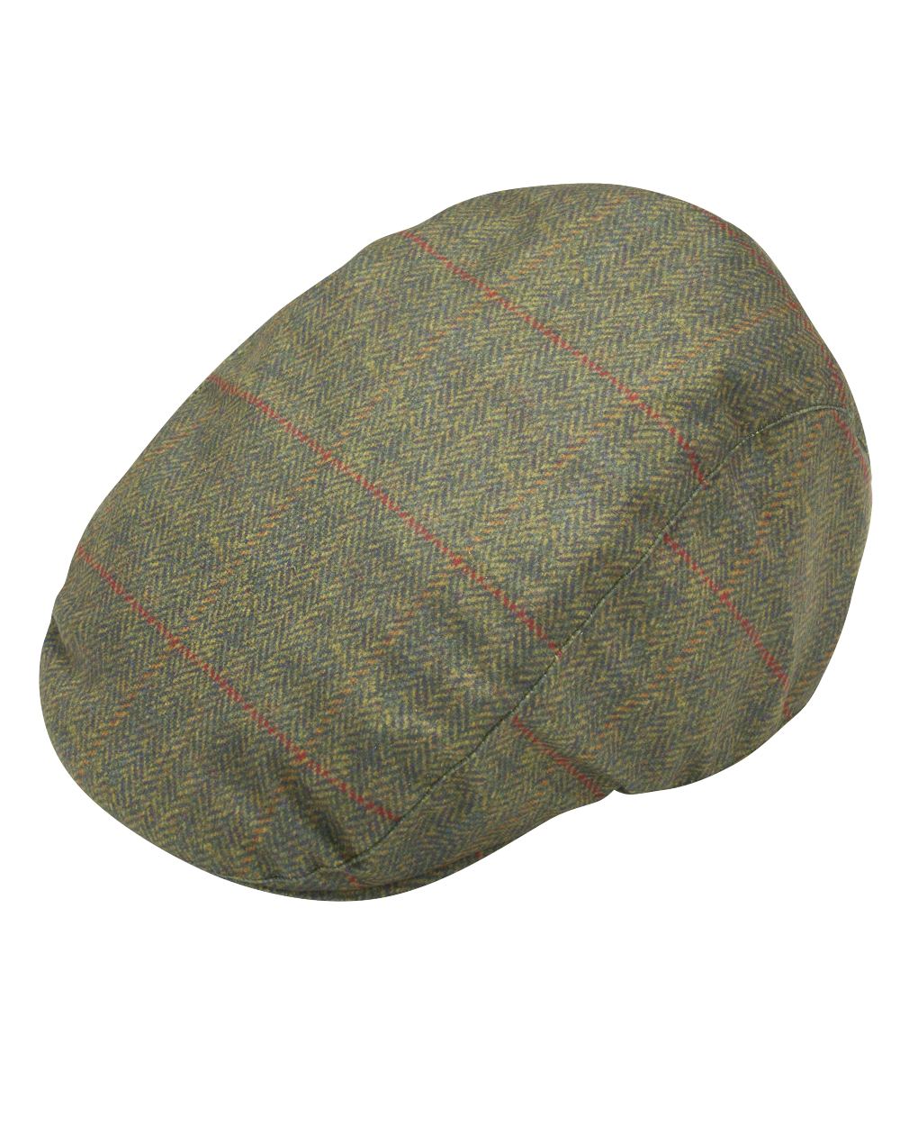 Olive coloured Alan Paine Didsmere Mens Technical Tweed Waterproof Cap on white background