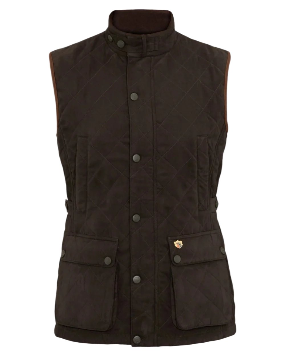 Olive coloured Alan Paine Felwell Childrens Quilted Gilet on white background 