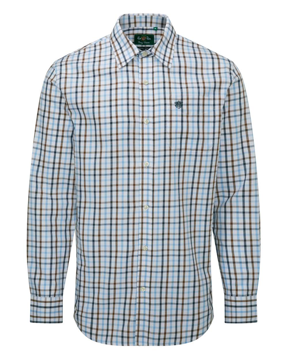 Blue Alan Paine Ilkley Kids Tattersall Shirt on white background 