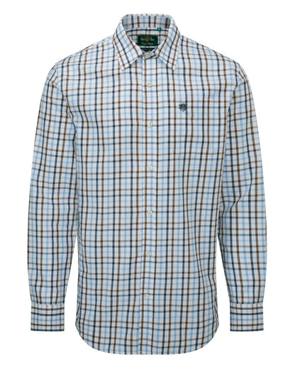 Blue Alan Paine Ilkley Kids Tattersall Shirt on white background 