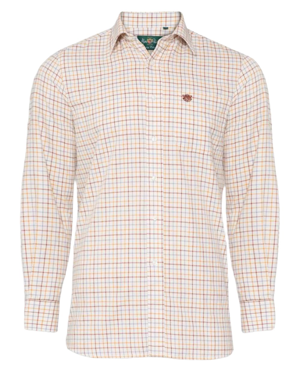 Country Check Brown Alan Paine Ilkley Kids Tattersall Shirt on white background 