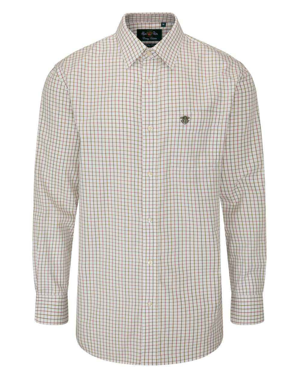 Olive Alan Paine Ilkley Kids Tattersall Shirt on white background 