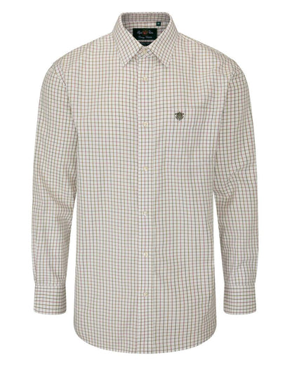 Olive Alan Paine Ilkley Kids Tattersall Shirt on white background 