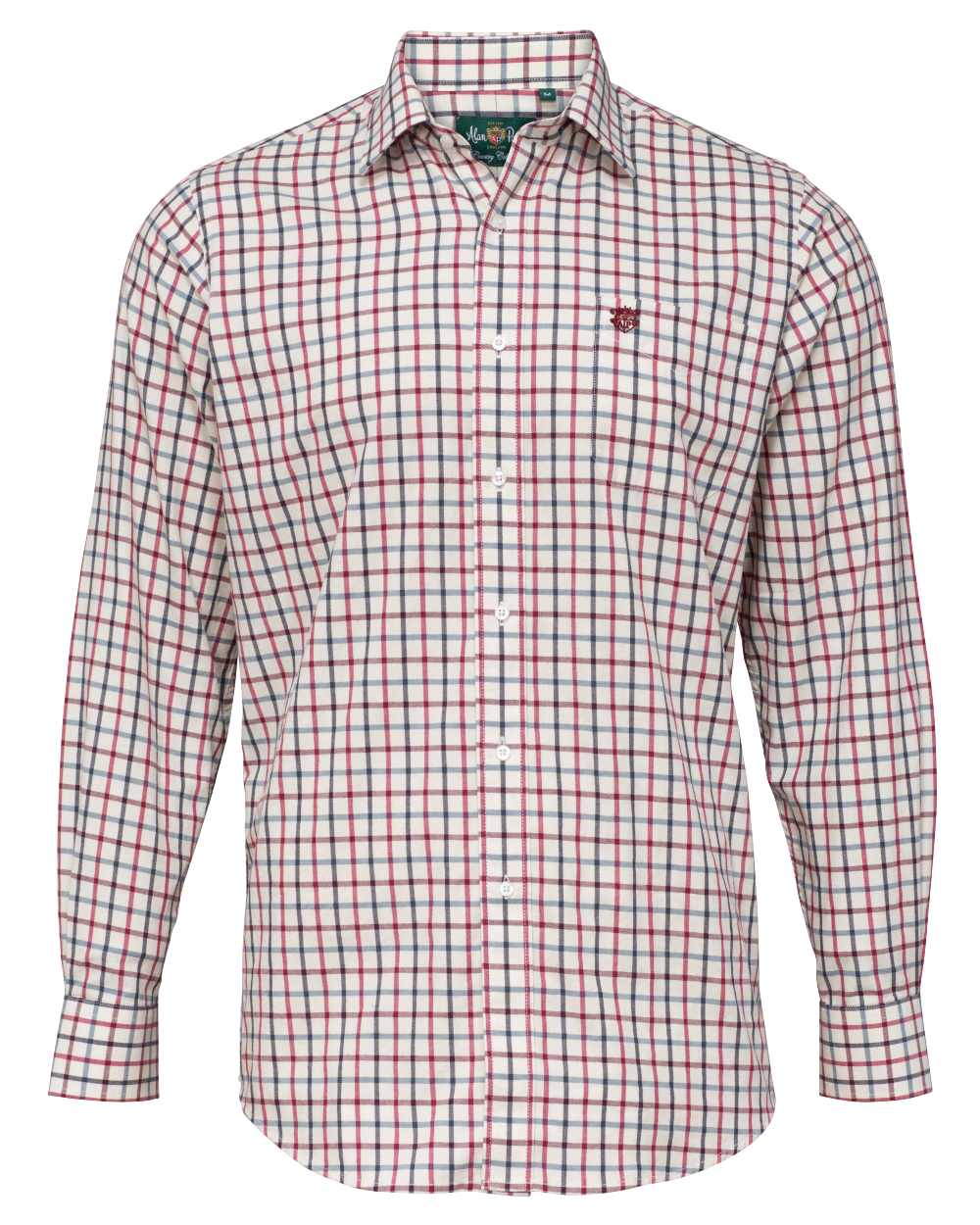 Red Check Alan Paine Ilkley Kids Tattersall Shirt on white background 